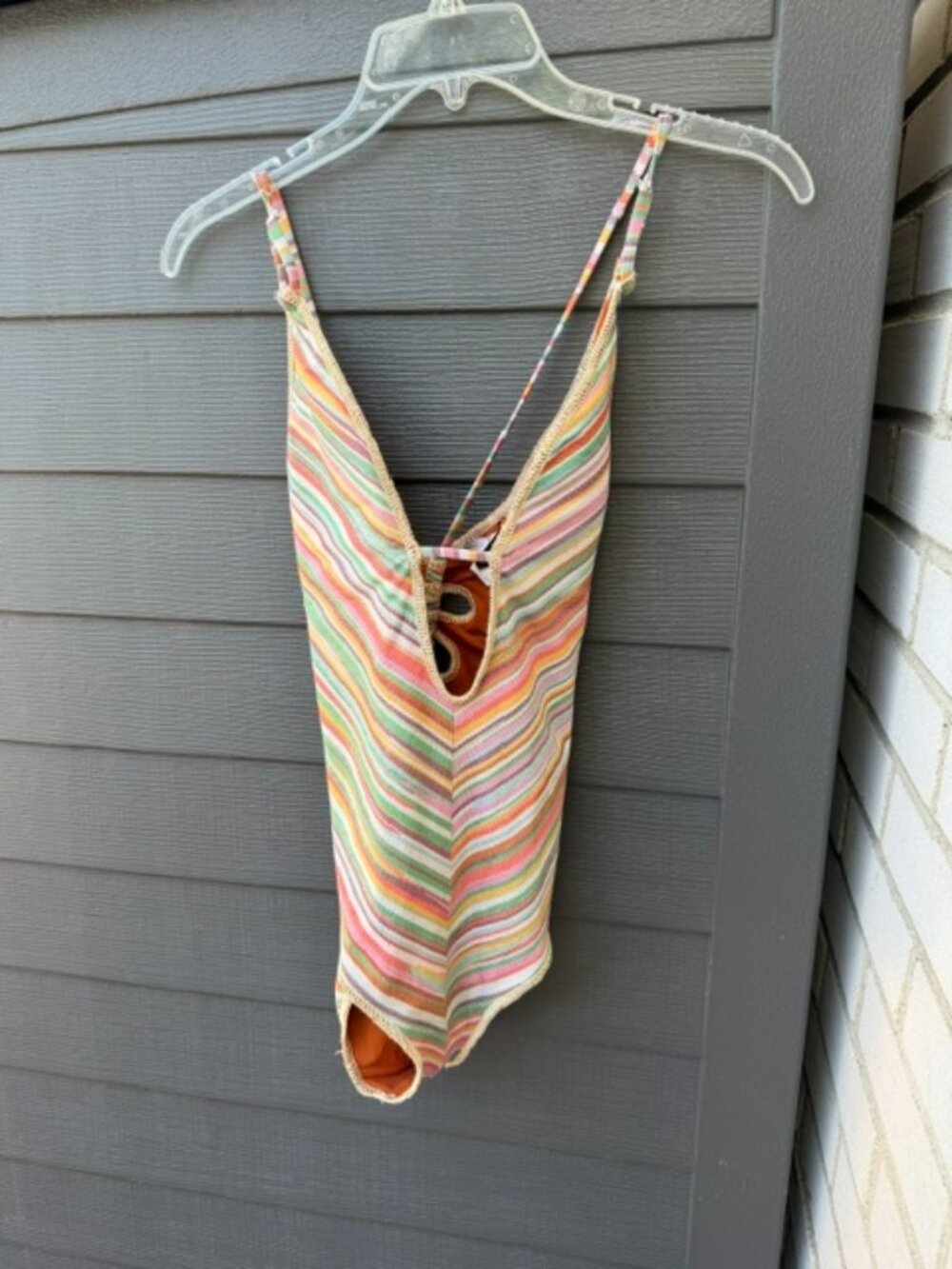 becca metallic stripe one piece